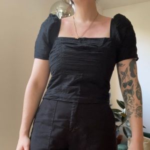Abercrombie smocked black top